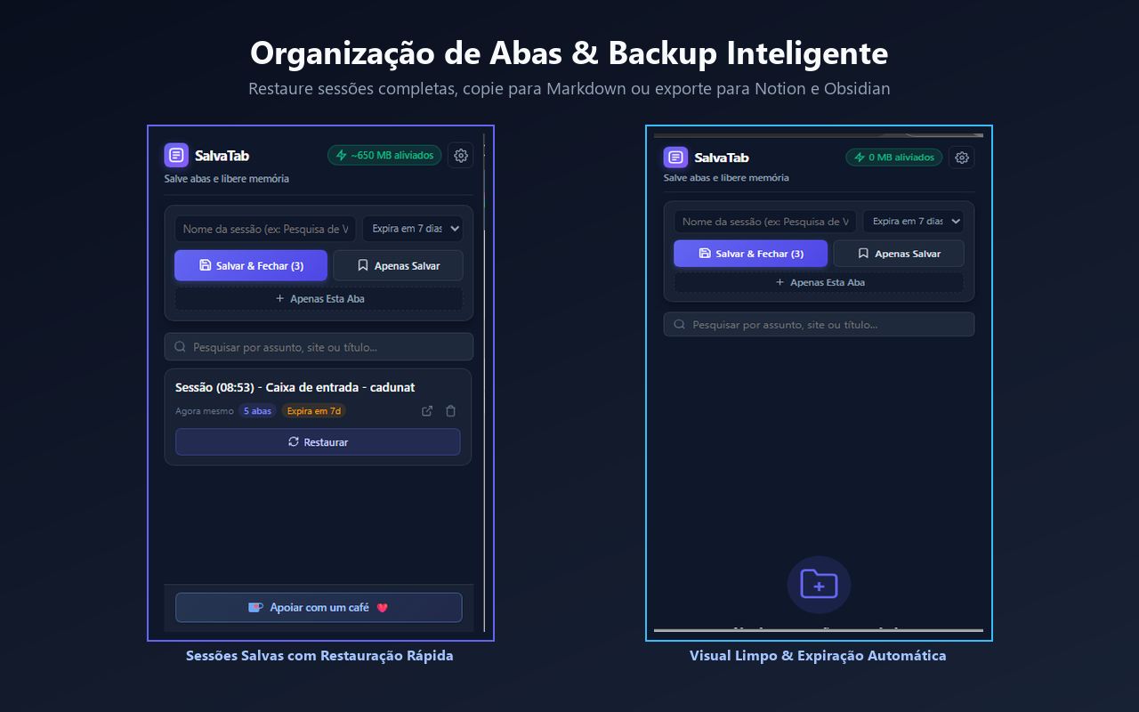 SalvaTab Organização de Sessões